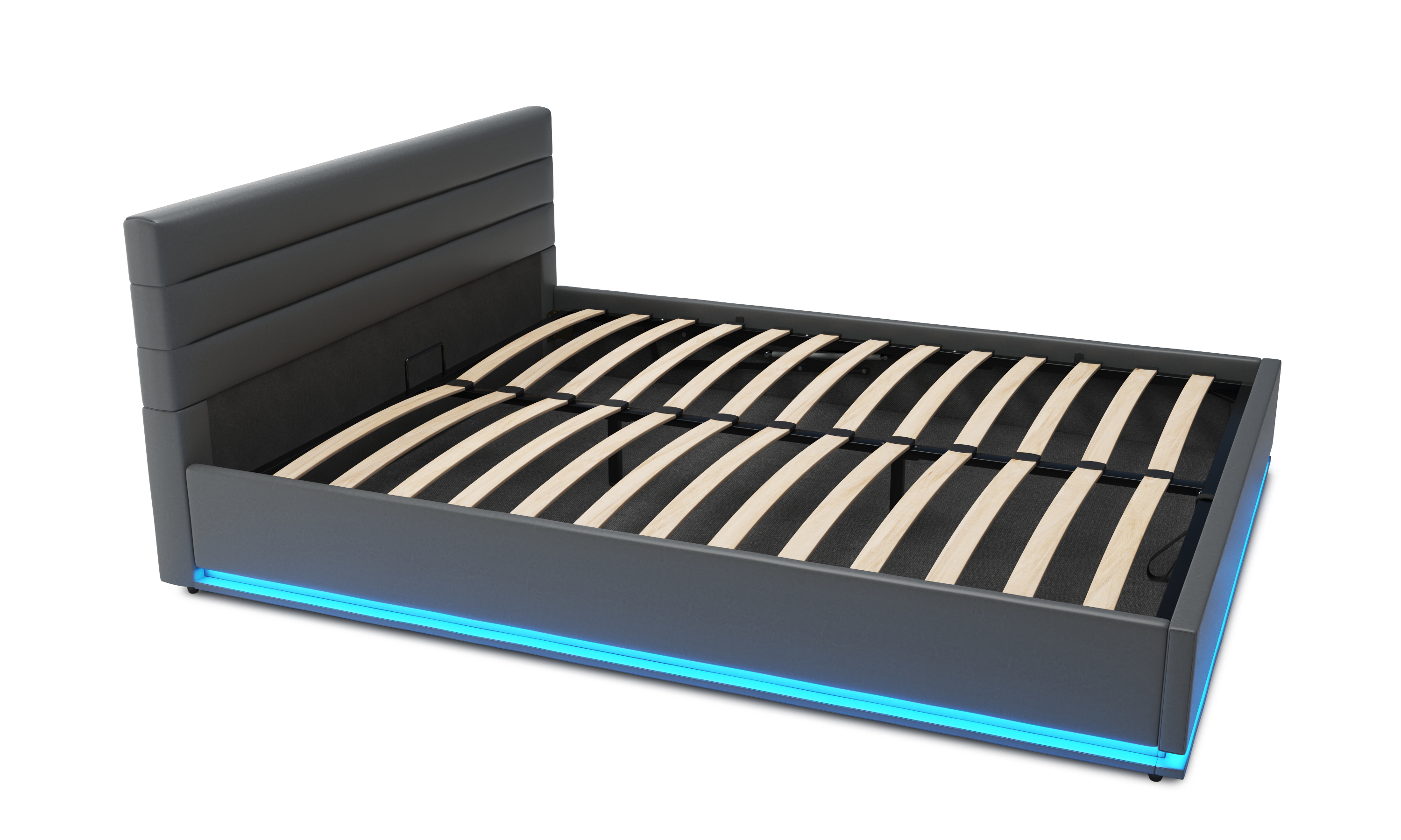 Lederbett LED STARDUST 160 x 200 cm grau