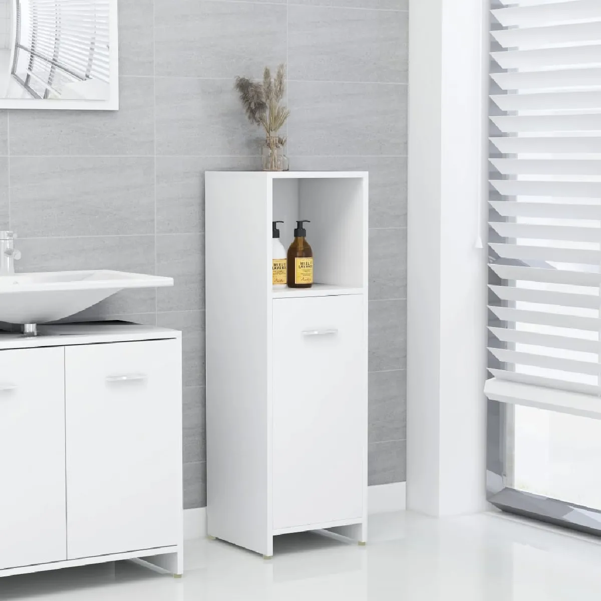 vidaXL Armoire salle de bain - Blanc 30x30x95 cm