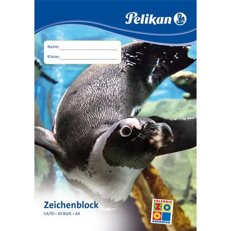 Pelikan Zeichenblock C4/20, A4, 100 g/qm, Deckblatt mit Tiermotiv, 20 Blatt