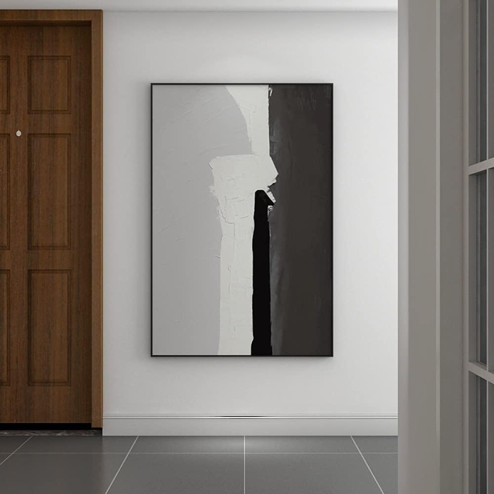 Ölbilder Auf Leinwand Handgemalt, Grau Weiß Schwarz Textur Kontrast Minimalistisch Moderne Abstrakte Kunstwerke Rahmenlose Handgemalte Ölgemälde Auf Leinwand Wandkunst Für Wohnzimmer Schlafzim