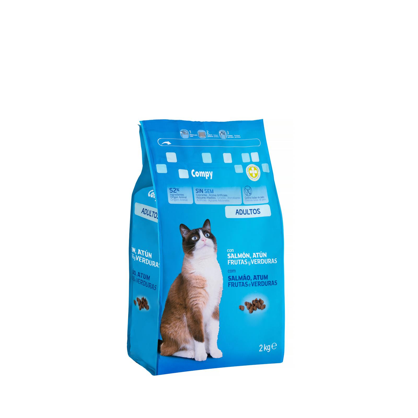 Nourriture pour chat adulte Compy au saumon, thon, fruits et légumes