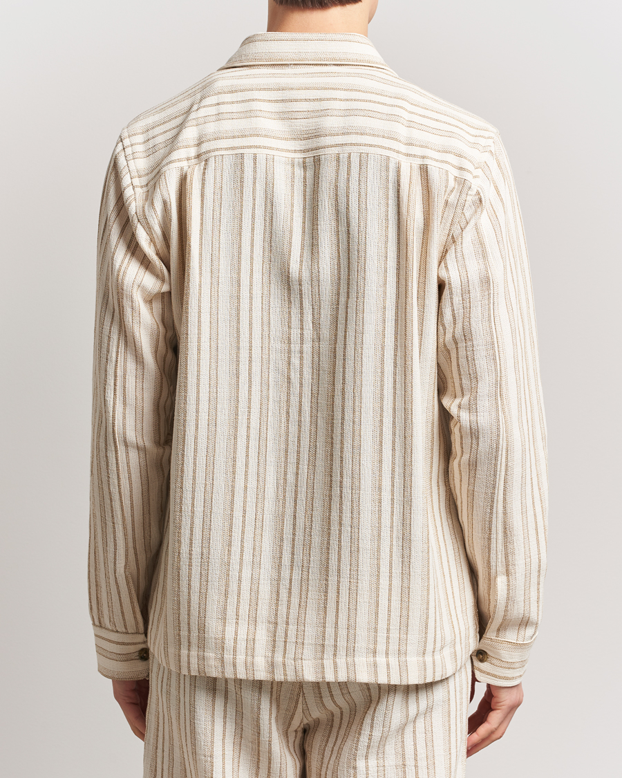 Les Deux Shane Stripe Cotton Overshirt Ivory
