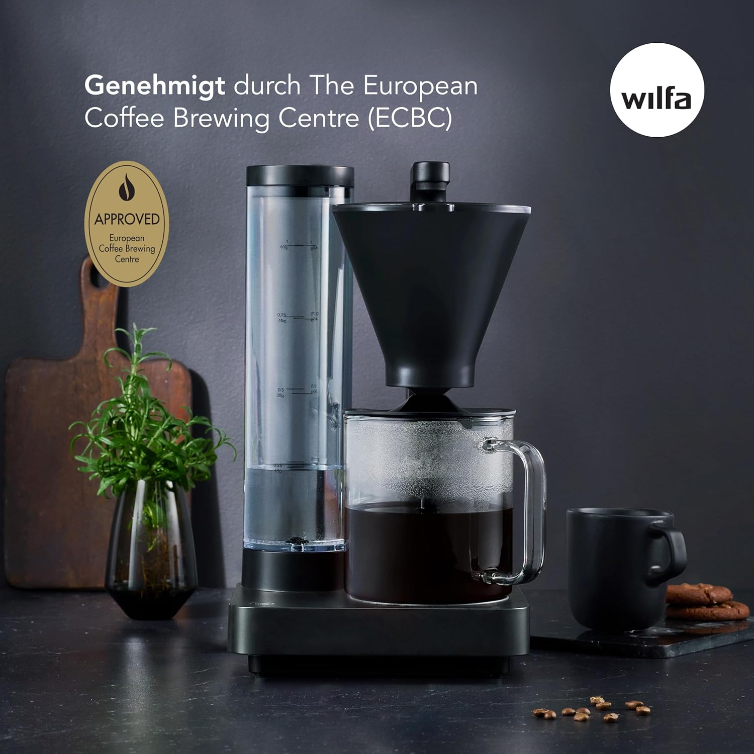 Wilfa PERFORMANCE COMPACT Filterkaffeemaschine - 1600W – 1L Wassertank - doppelwandiger Filterhalter - Warmhaltefunktion - Tropfstopp & Auto-Abschaltung (schwarz)