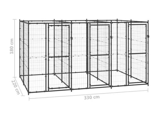 Chenil extérieur cage enclos 330 x 220 x 180 cm 02_0000385