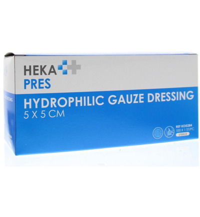 Hekapres Hydrofiel gaaskompres 5 x 5 steriel (100 stuks)