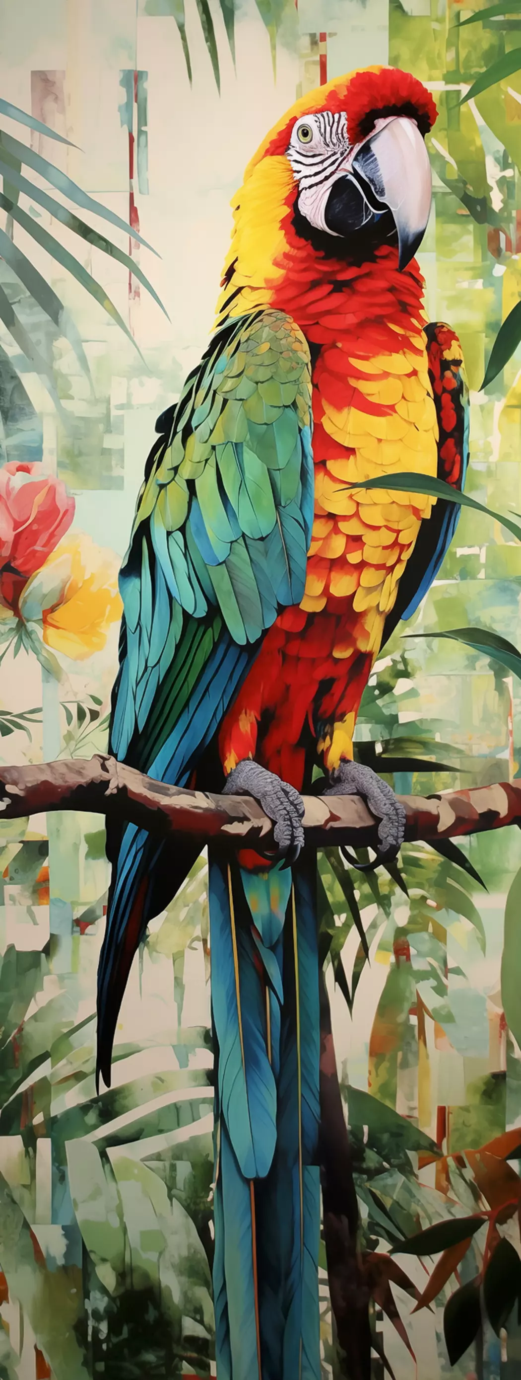 Glasbild 30 x 80 cm Parrot Jungle I