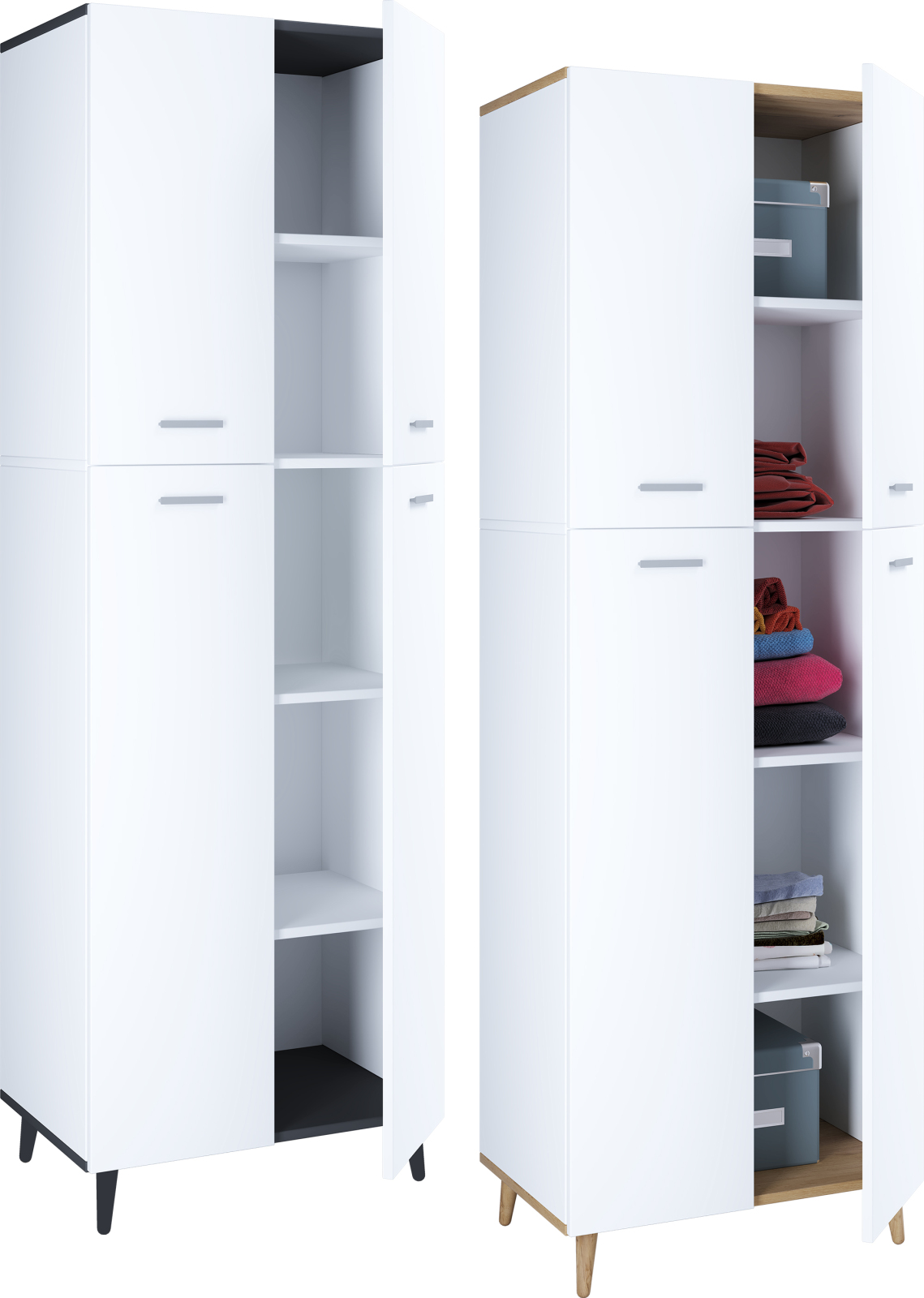 Hochschrank LANDOS - weiß-anthrazit - 184 cm