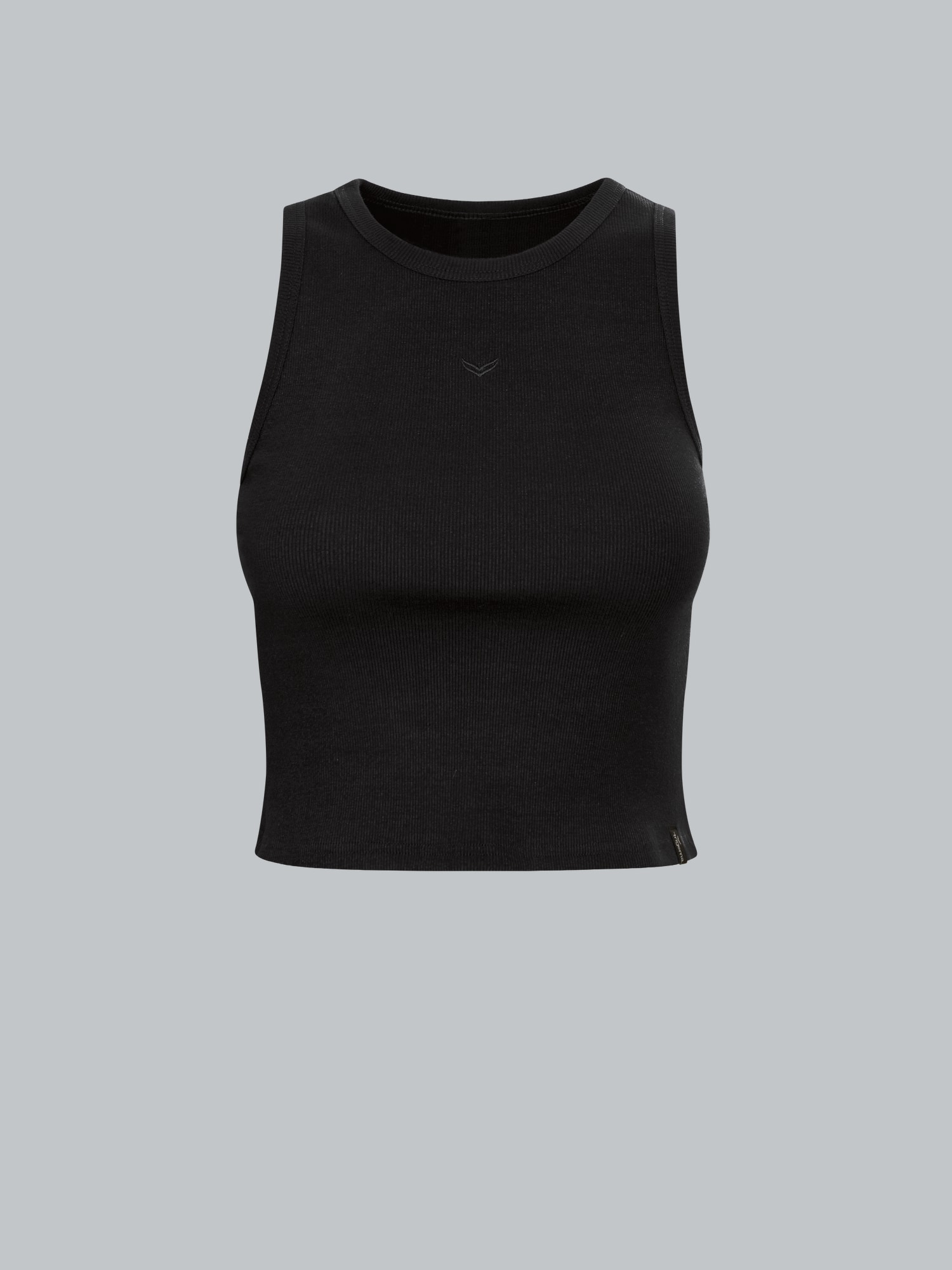 Cropped Top aus elastischem Doppelripp Schwarz