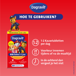 Dagravit Kids Extra 3-5 jaar Multivitaminen Kauwtabletten 60ST
