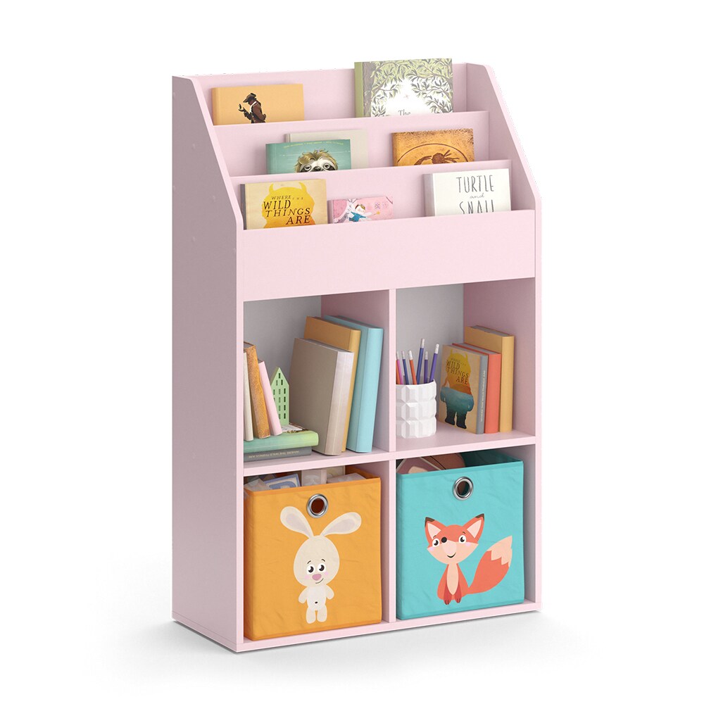Vicco Kinderbücherregal Luigi 72 x 114 cm, Rosa, Kinderzimmerregal, offene Fächer, groß, Faltboxen