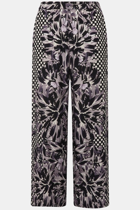 Palazzohose, weites Bein, floraler Druck, Elastikbund