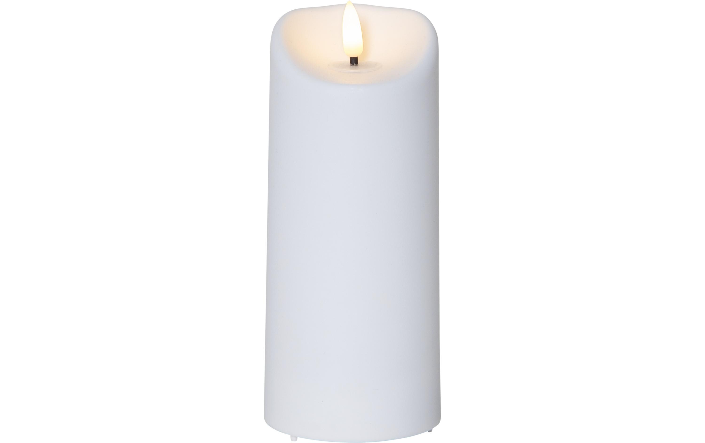 LED-Kerze Pillar Flamme Ø 7.5 x 18 cm, WeissLED-Kerze für den Aussenbereich
