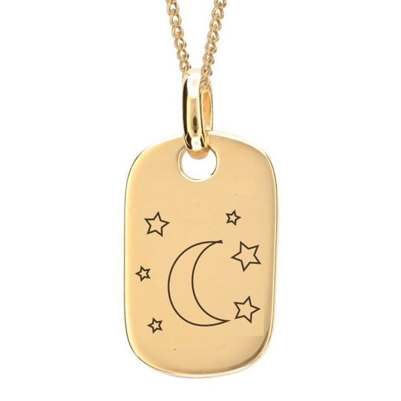 Collier étoile lune plaqué or 18 carats en argent 925