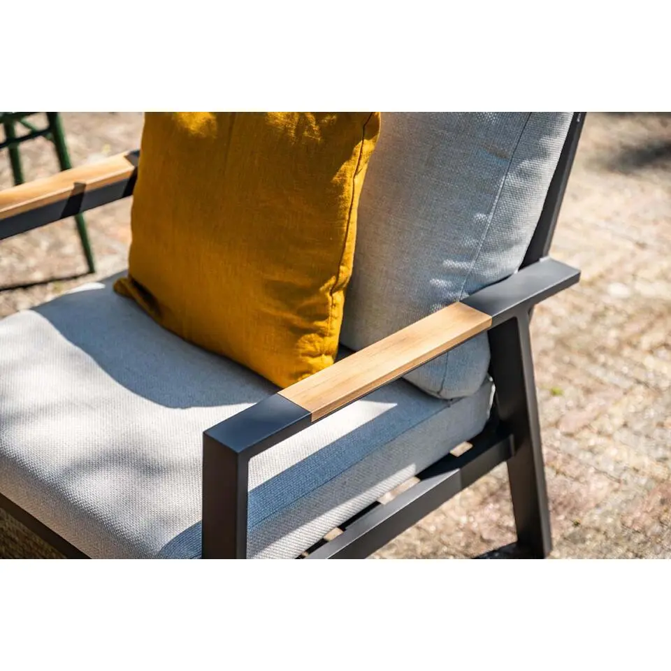 Elati lounge-dining sofa set-4-dlg.-c. black - sand - light teaklook