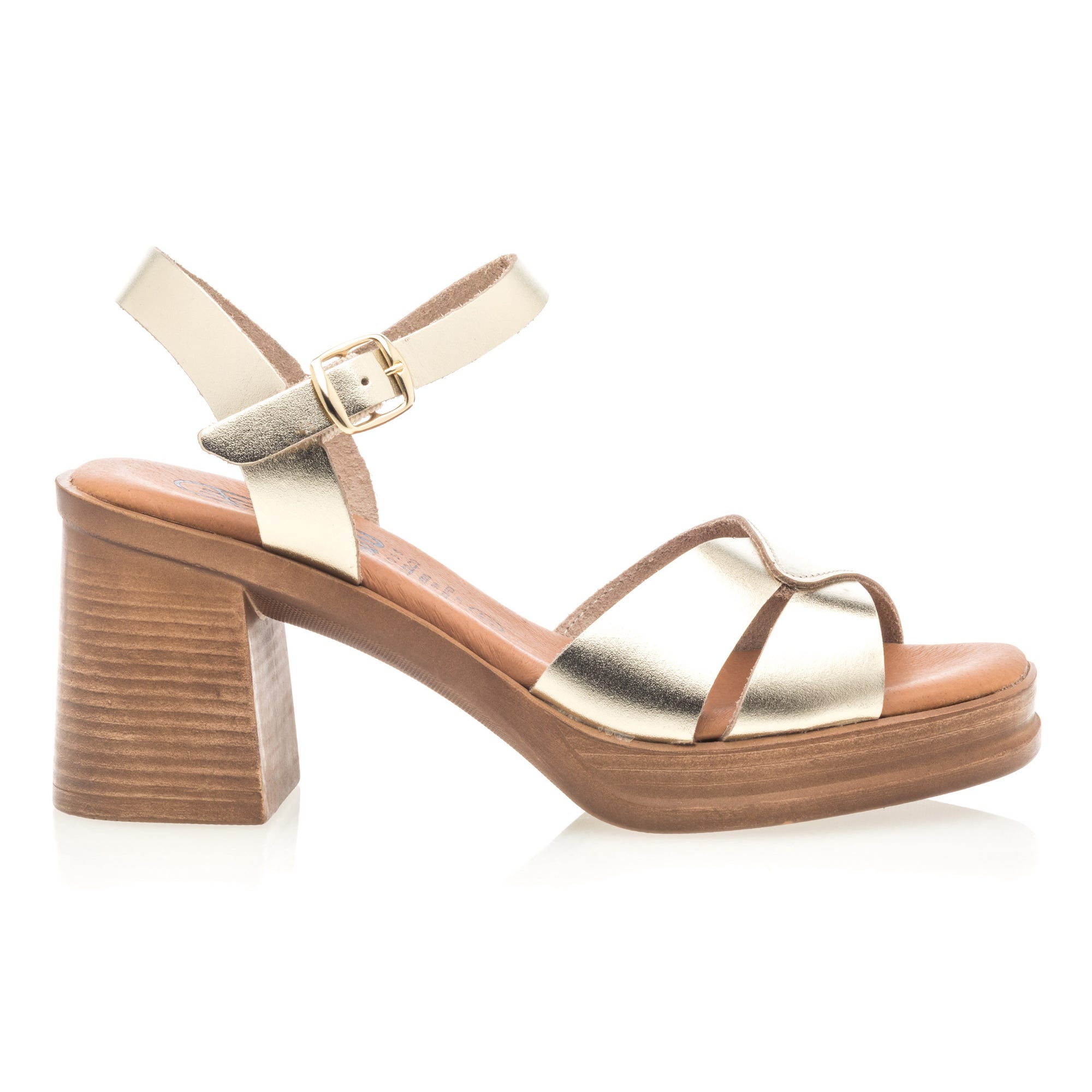 Nu-pieds à talon Femme en cuir or