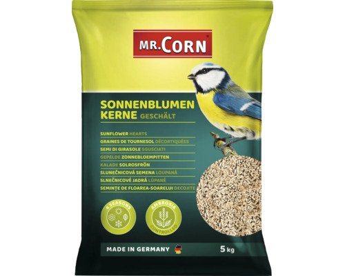 Vogelvoer Mr. Corn gepelde zonnebloempitten 5kg Vogelvoer voor alle seizoenen Ambrosia gecontroleerd, Gemaakt in Duitsland