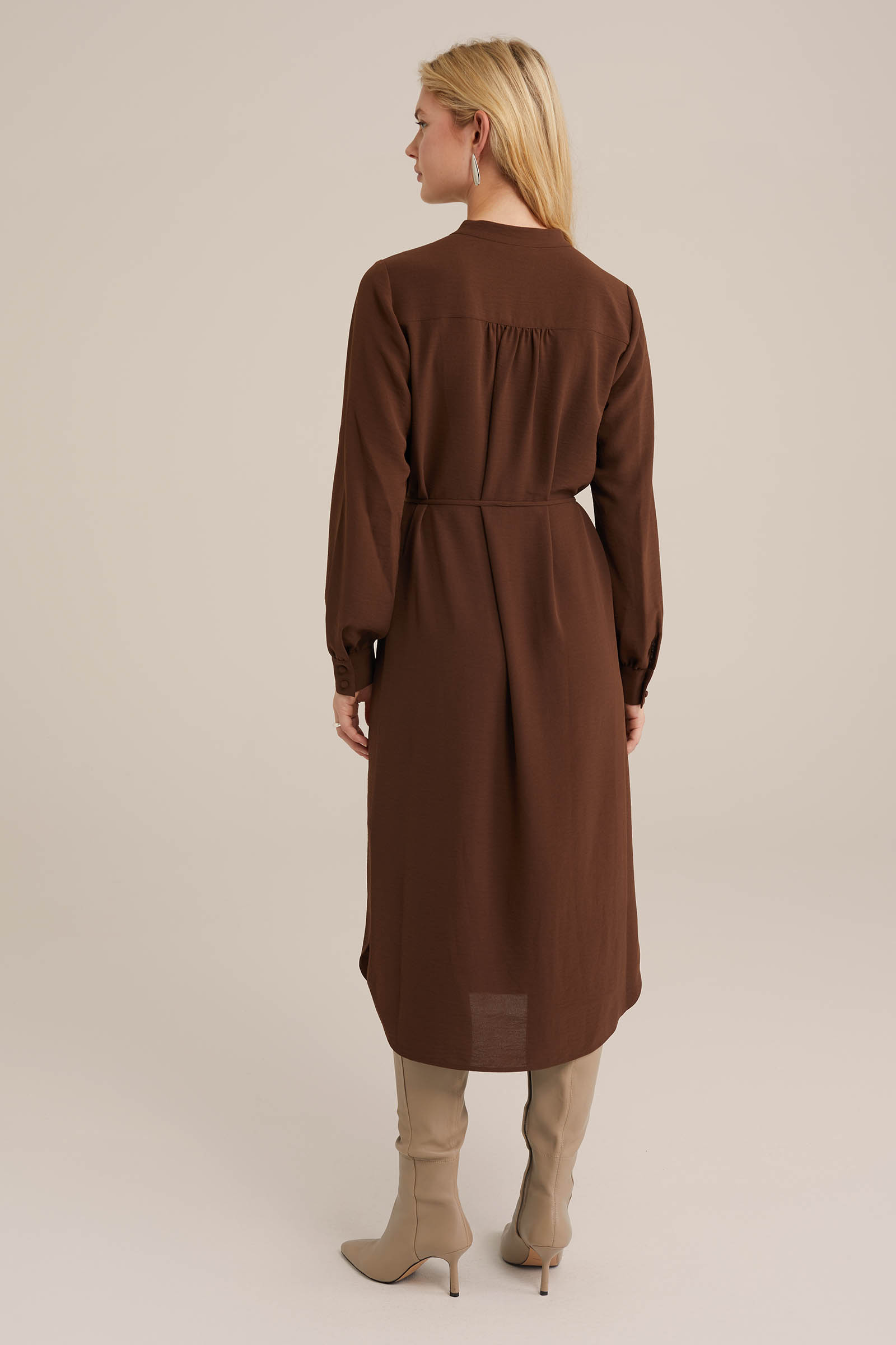 jurk met dessin WE Fashion Bruin