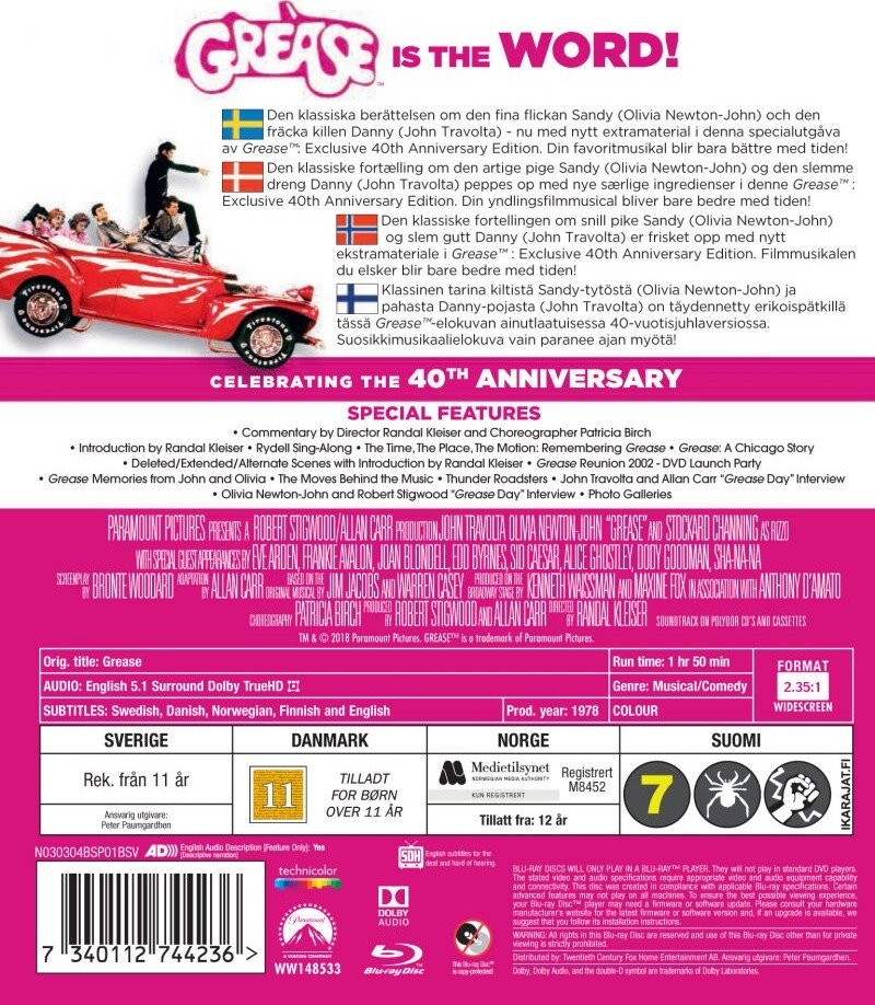 Grease - 40Th Anniversary Edition - Blu-Ray