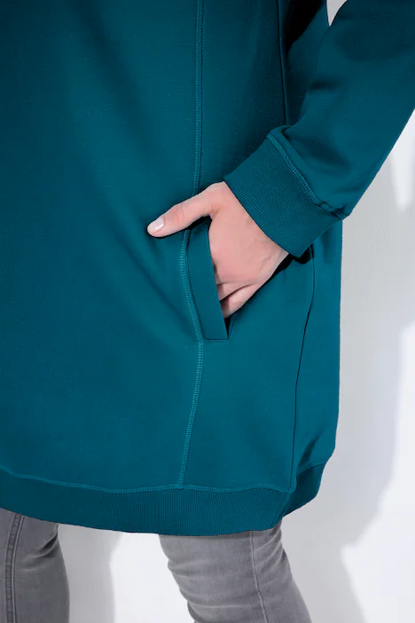 Sweatkleid, Stehkragen, Langarm, Taschen, blaugrün