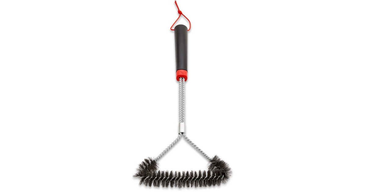 WeberDriezijdige reinigingsborstel grillreinigingsborstel  (Zwart/rood, 45 cm)