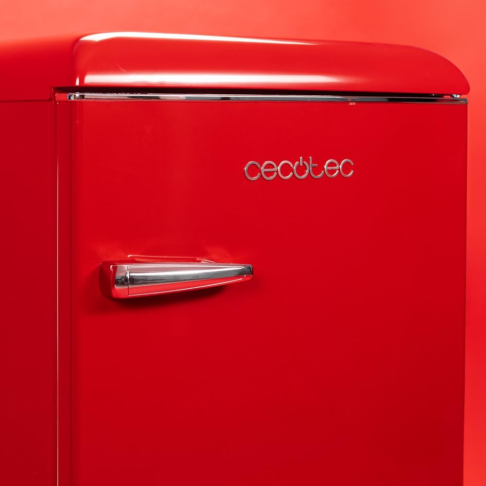 Cecotec Mini Frigo Bolero CoolMarket TT Origin 45 Rouge. Réfrigérateur de Table Rétro 45L, 55 cm de Haut, 44,7 cm de Large, Classe Énergétique E, Bac à Glaçons et Poignée Chromée, Rouge