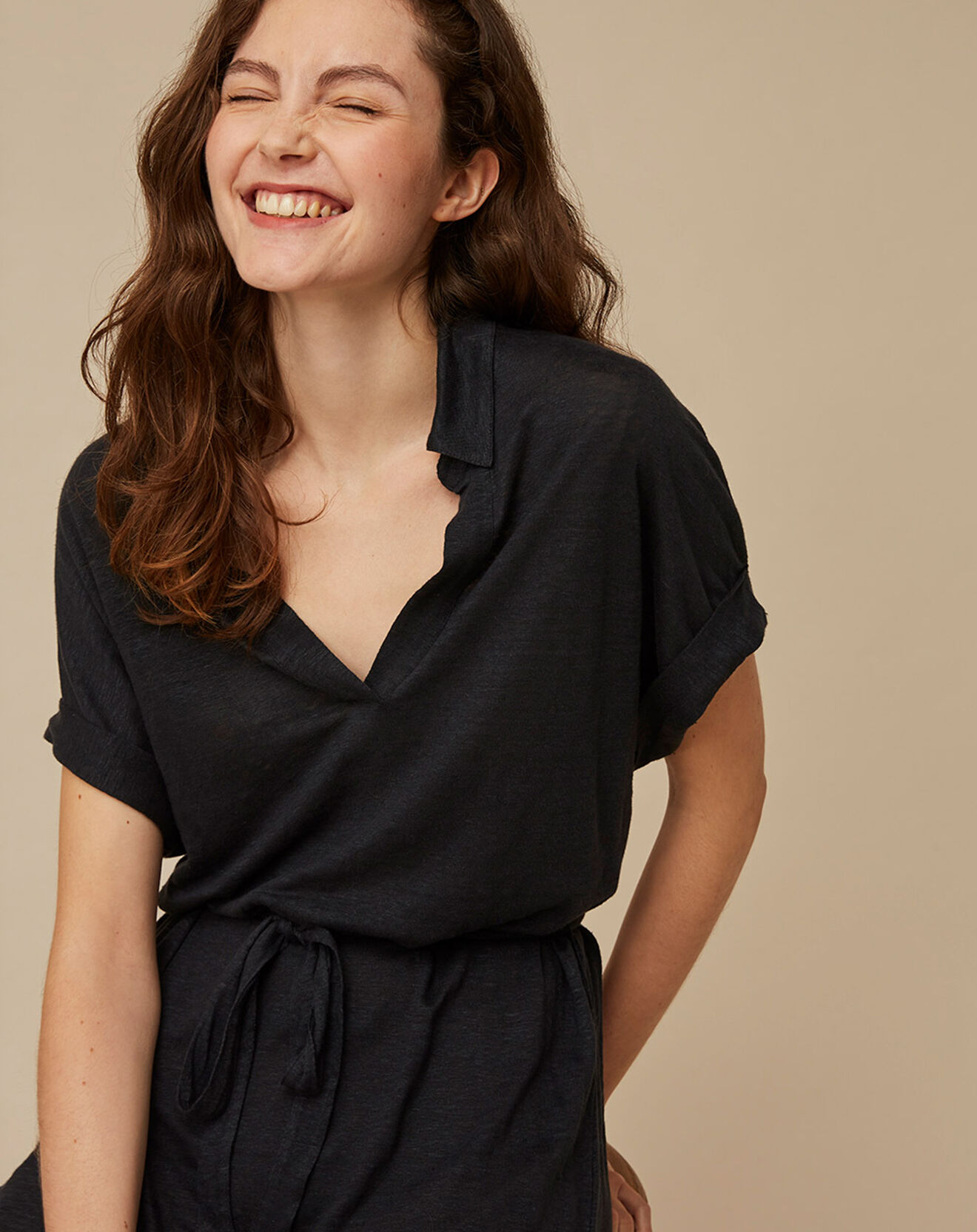 Harris Wilson Robe 100% Lin Rossana fumée