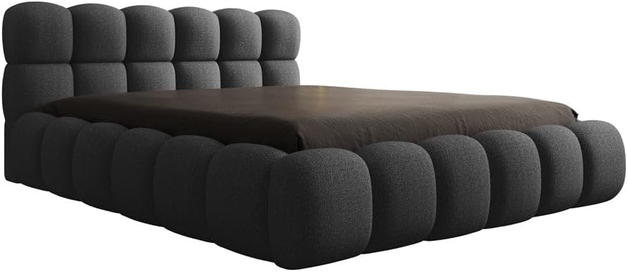 Luxusbetten24 Designer Polsterbett Boston Bouclé 180x200 mit Stauraum | Bezug: Bouclé | Farbe: Grau