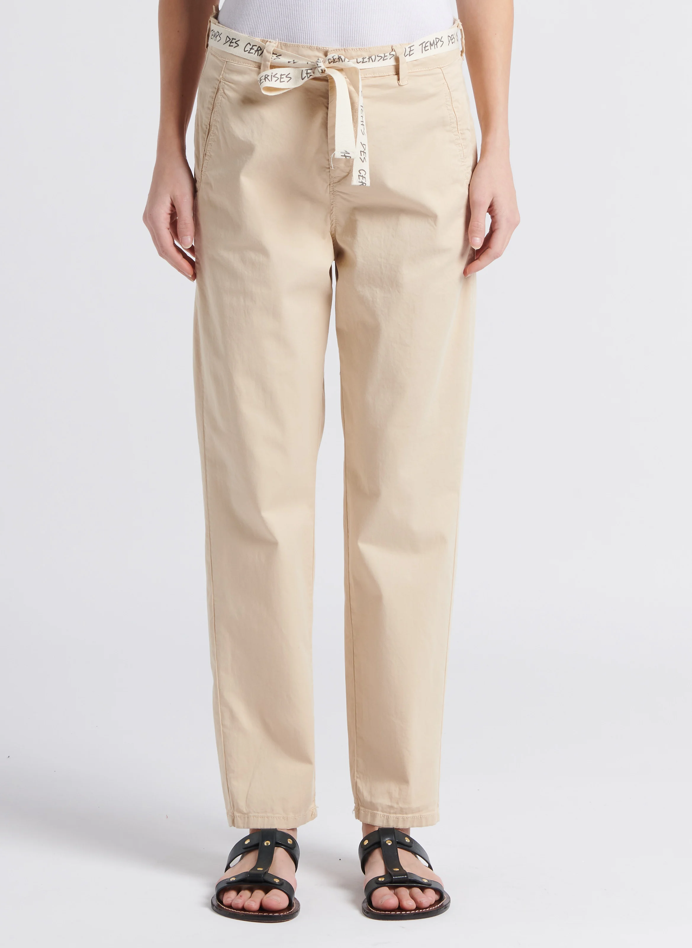 ARLO - Pantalon carotte taille haute ceinturé | Blanc