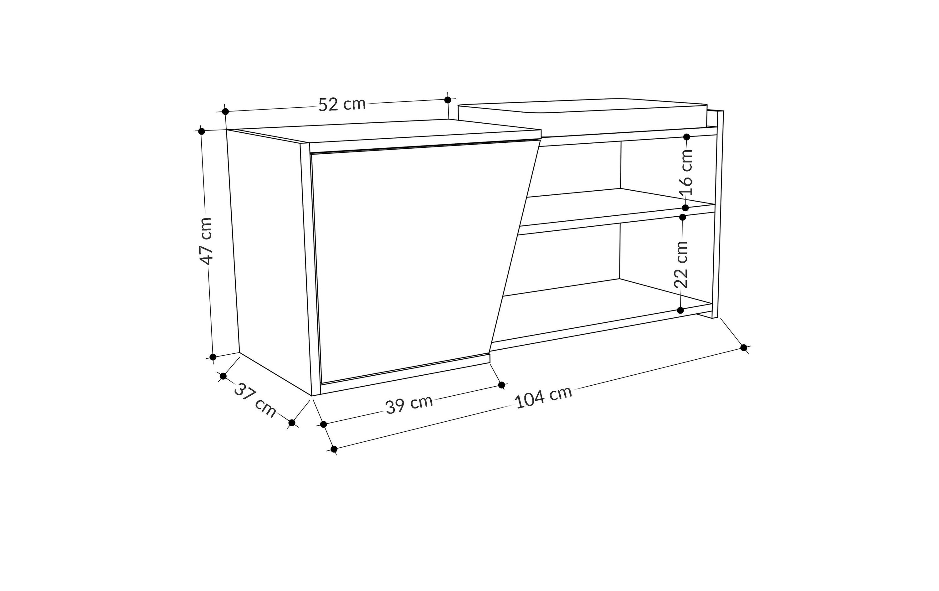 Schuhregal Fiona 104 x 37 x 47 cm, Grau/Weiss<br>Schuhschrank