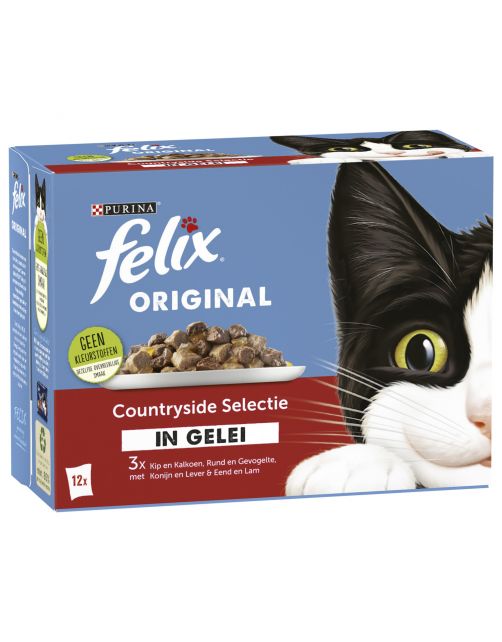Felix Multipack Original Countryside In Gelei - Kattenvoer - Rund Kip Konijn 12x85 g