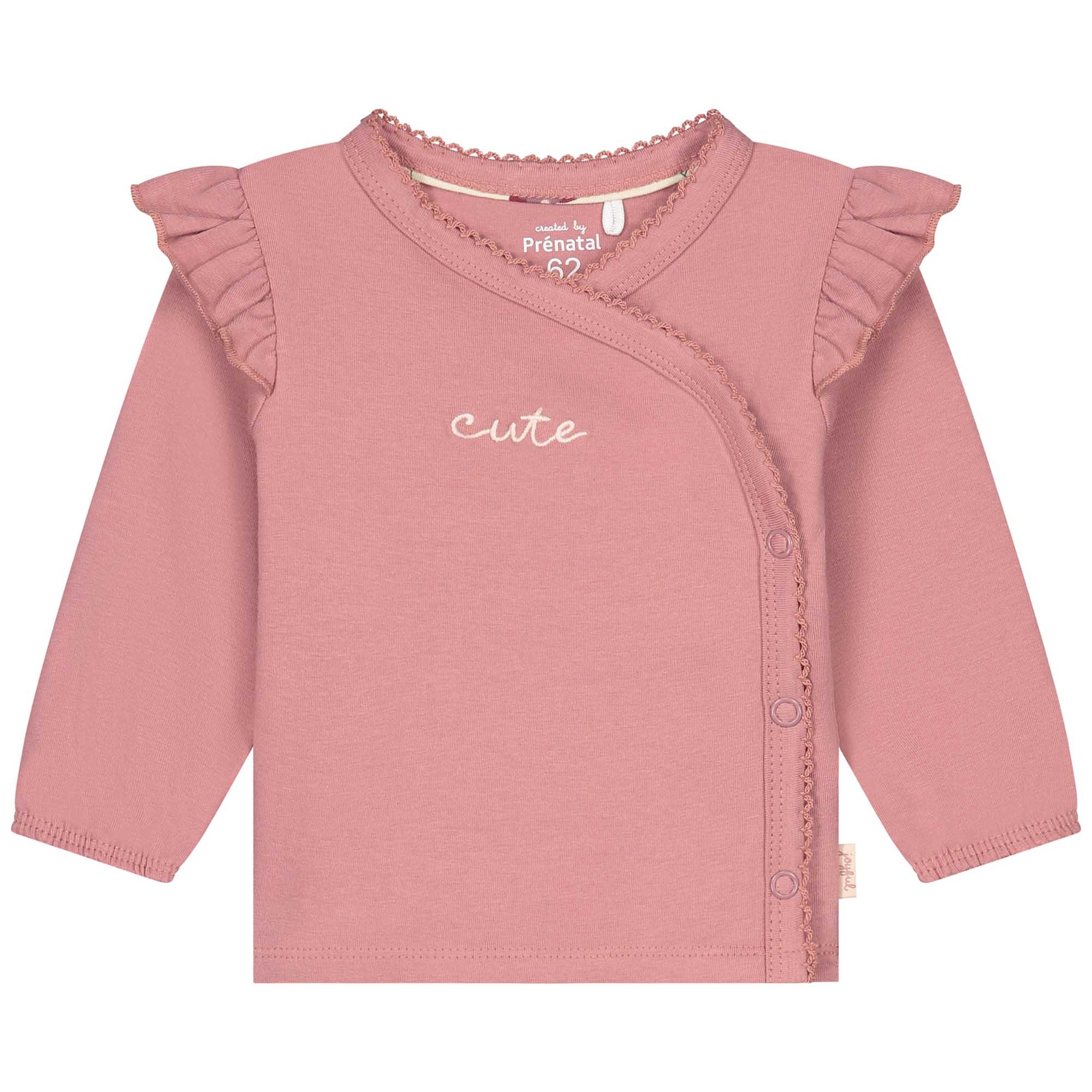 Prénatal newborn overslagshirt lange mouwen tekst roze