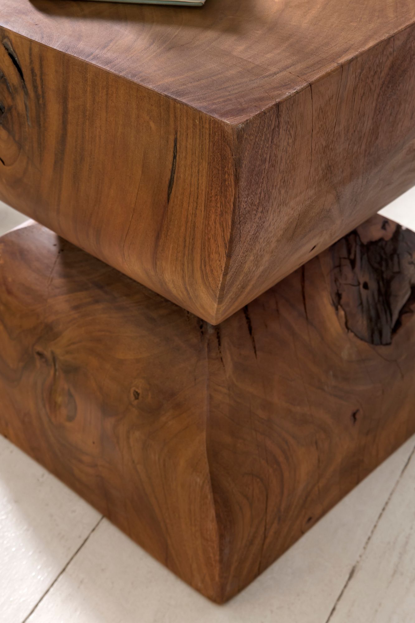 FineBuy Beistelltisch Braun Holztisch Rustikaler Deko-Tisch Anstelltisch Klein