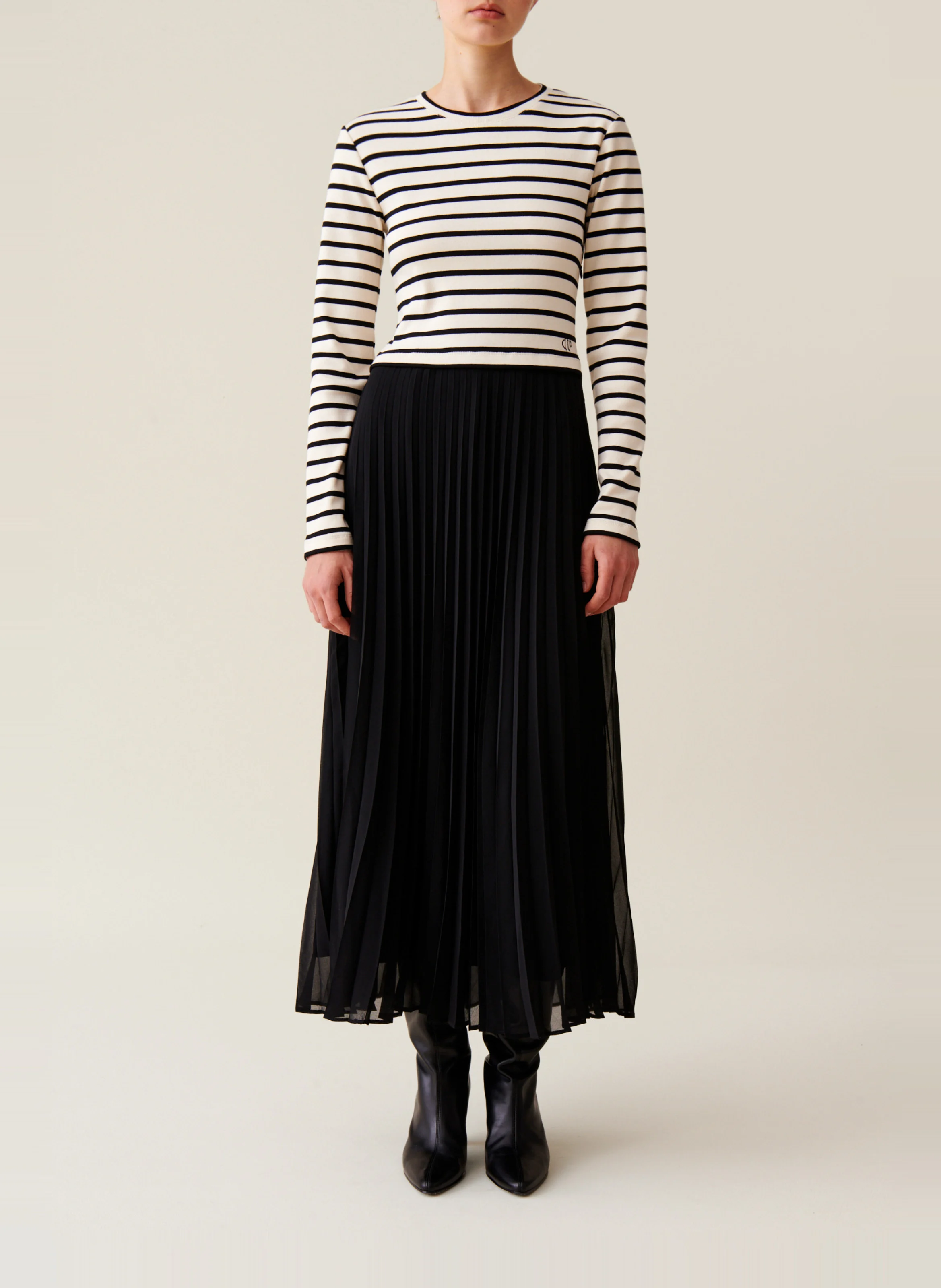 Robe trompe l'œil marinière en coton | Multicolore