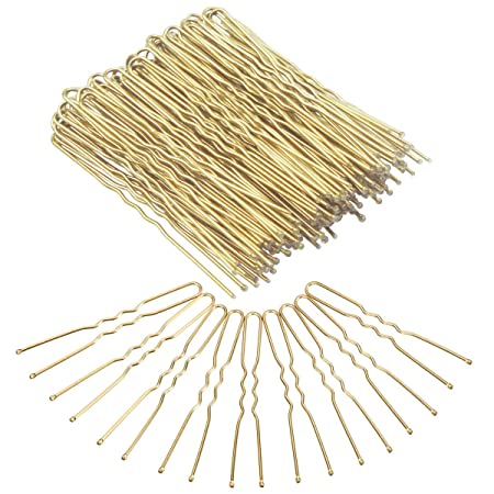 (100er Set) Metall Haarklammern Bobby Pin Haarspangen mit abgerundeter Spitze - Gold