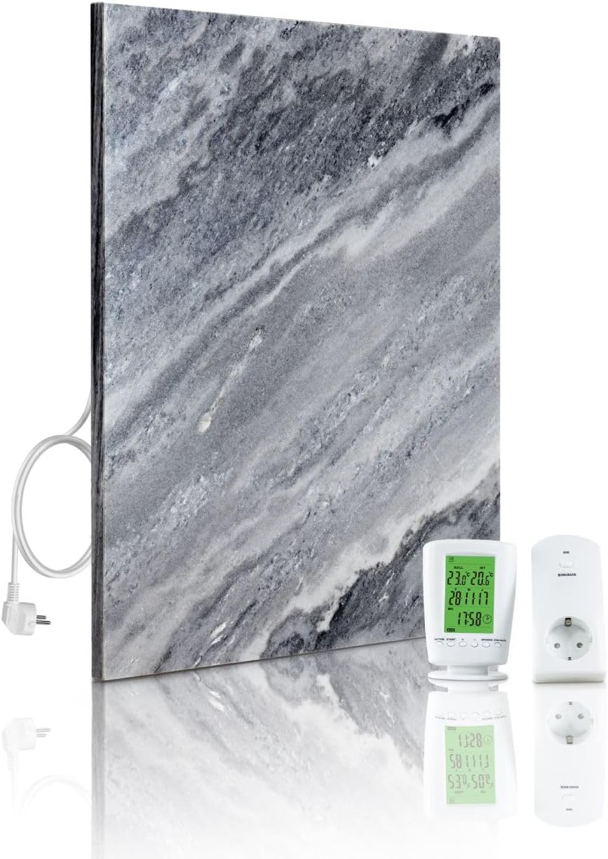 Naturstein Infrarotheizung mit Digitalthermostat I 500 W I Energiesparende Infrarot Wandheizung I 5 Jahre Garantie I Made in Germany Qarama 500 Watt