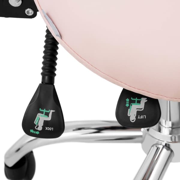 Sadel skjønnhetsstol med justerbar svingbar rygg MANNHEIM POWDER PINK rosa