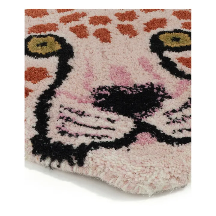 Doing Goods Tapis tête de léopard Pinky en laine | Rose