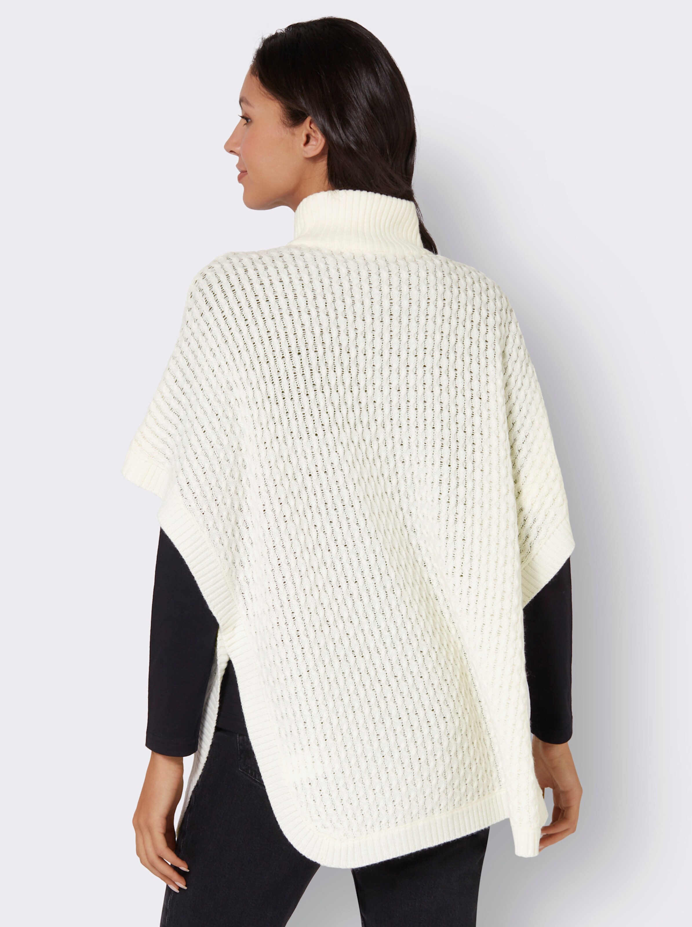 Strickponcho mit Stehkragen