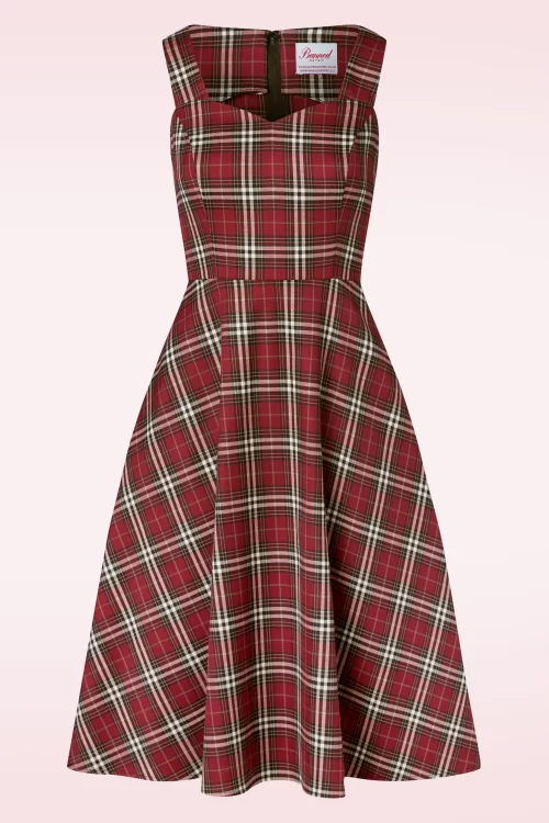 Banned Retro Winter check swingjurk in rood