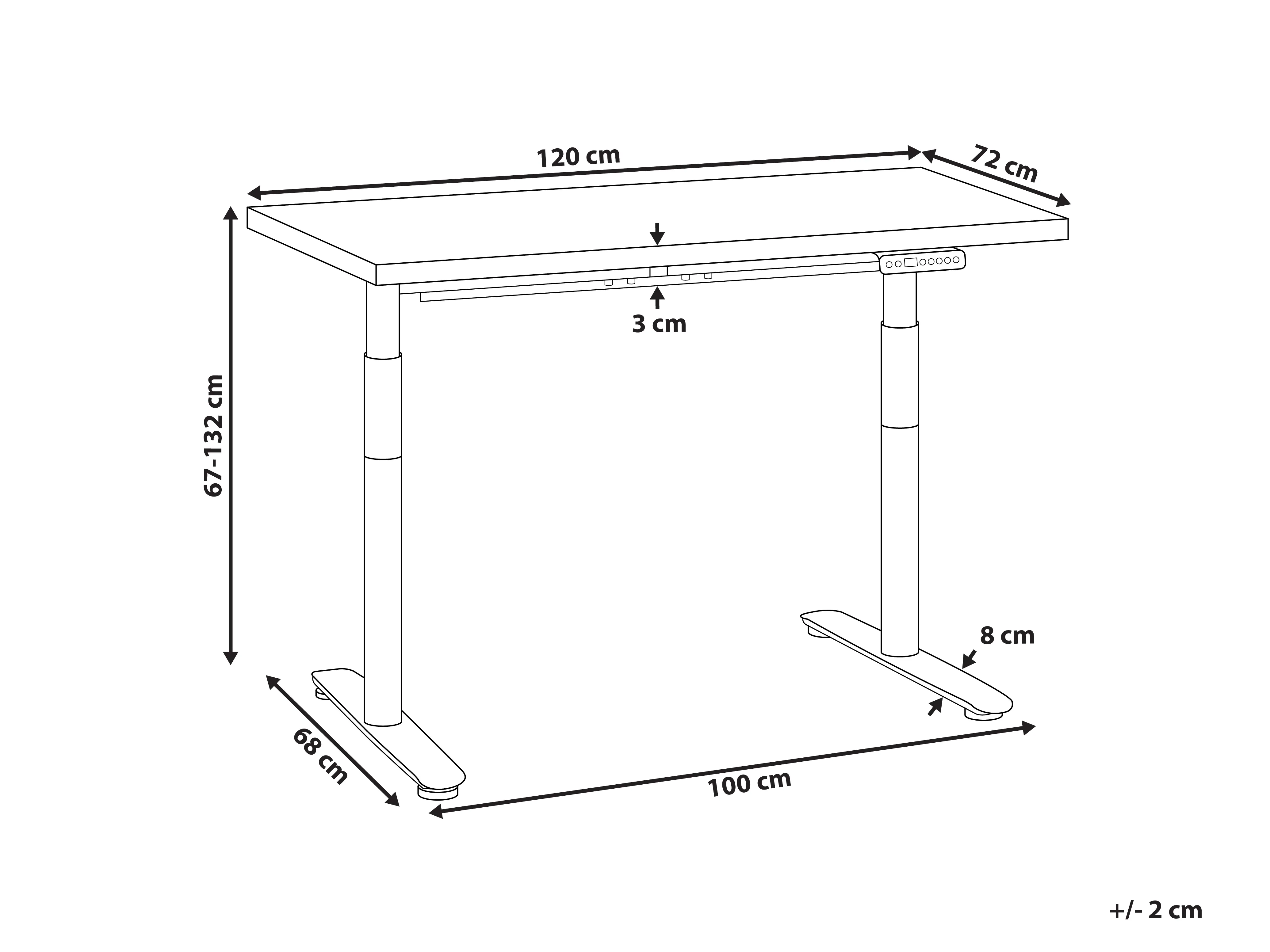 Elektrisch verstelbaar sta-bureau DESTINAS Grijs/wit 120 cm 72 cm
