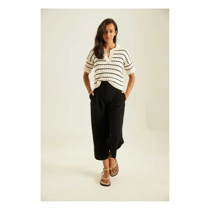 Tinsels Pull Col Polo Alister Rayures | Ecru