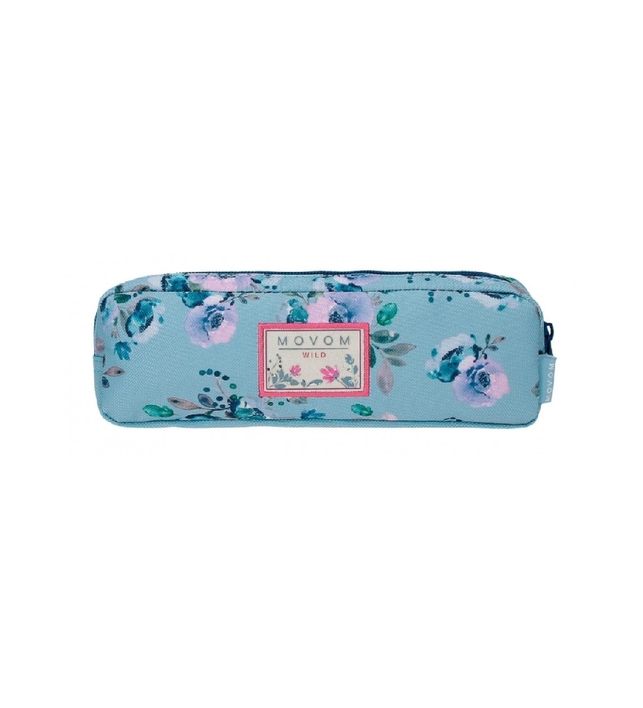 Estojo para lápis Movem Wild Flowers Azul - 22x7x3cm -