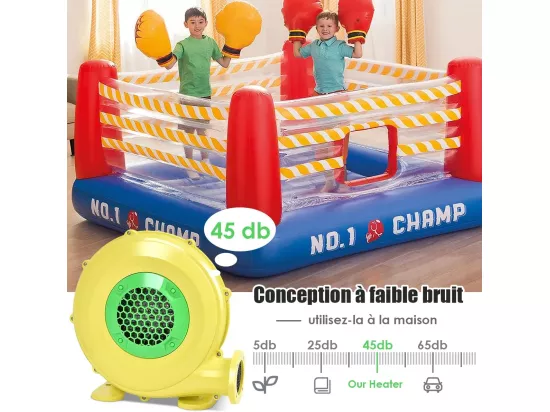 Gonfleur Électrique pour Château Gonflable avec Moteur en Cuivre 450W, Souffleur Électrique Résistant à Haute Température, Pompe Air Electrique de Ventilateur d’Air, Jaune