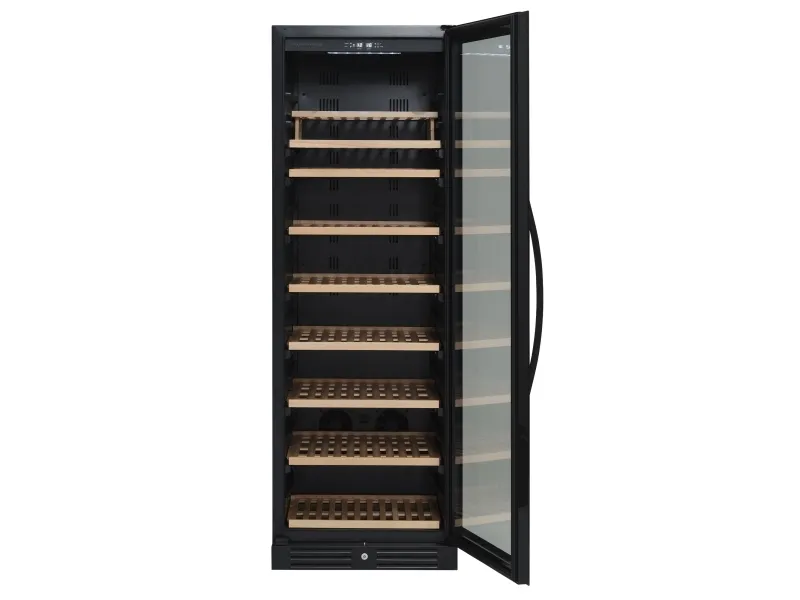Scandomestic SV 111 B Premium Collection - Vinkøleskab - 1 Zone - bredde: 59.5 cm - dybde: 72.5 cm - højde: 176.4 cm - 426 liter - sort - Optil 126 flasker