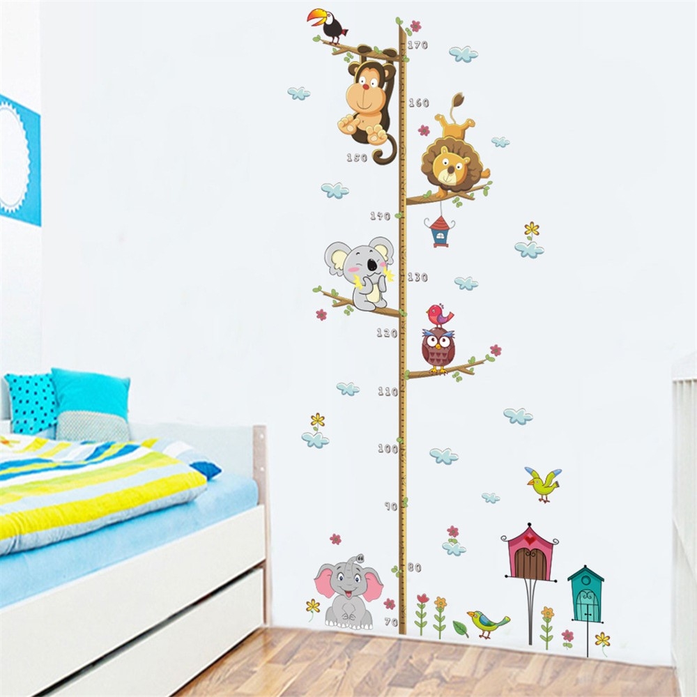 (70-170cm) Wandtattoo Kinderzimmer Aufkleber Wachstum Diagramm Deko Wandsticker - Zoo Tiere