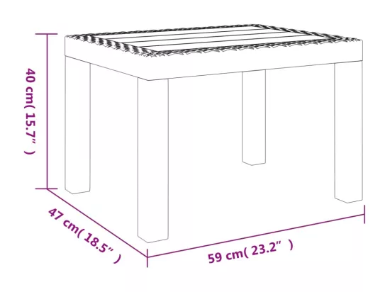 Table de jardin anthracite 59x47x40 cm PP