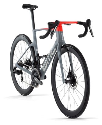 Vélo de Route BMC Teammachine R 01 Three Sram Force eTape AXS 12V 700mm Gris Iron / Rouge Neon 2024