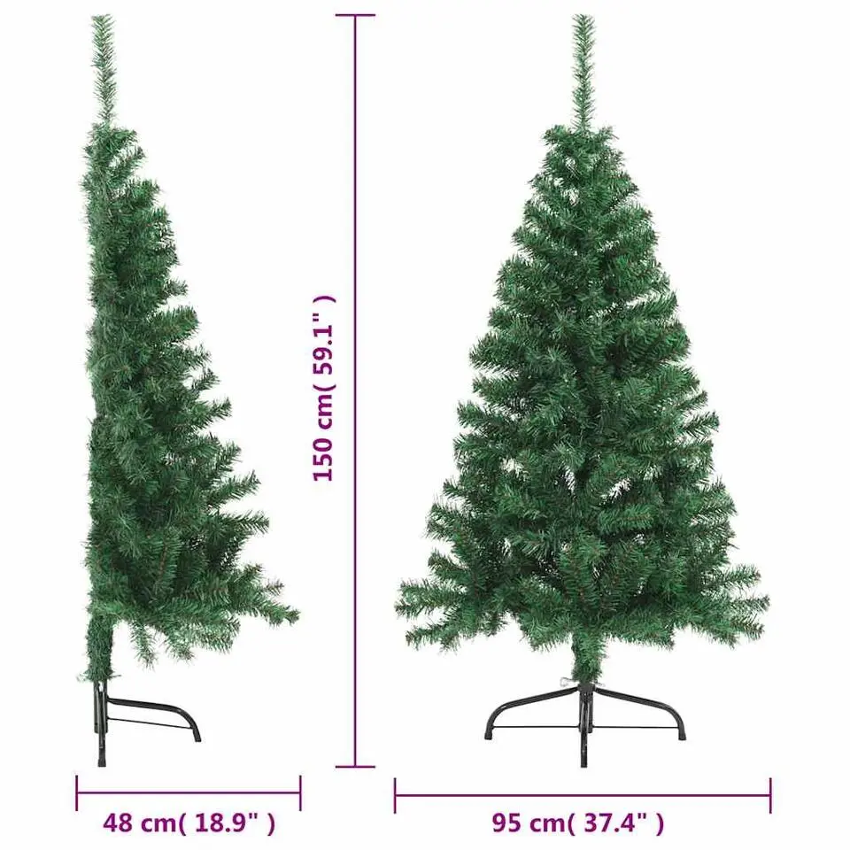 vidaXL - Halve Kerstboom - Groen - 150 x 95 cm