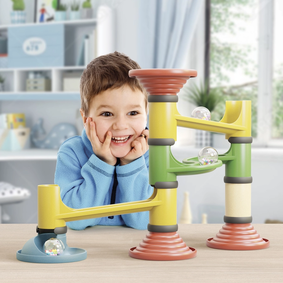 Quercetti PlayBio Migoga Junior Kugelbahn aus Biokunststoff (22 Teile)