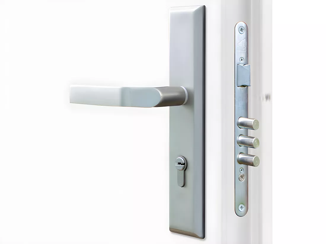 Porte d'entrée en acier pleine et inox H207 x L100 cm blanc - poussant droit - TIFANA